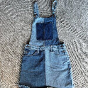 Pacsun Colorblock Denim Skirt Overalls